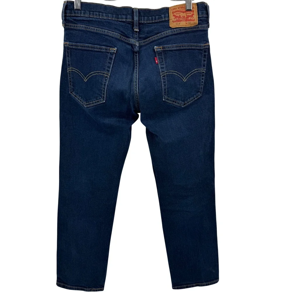 Levi's 514 Straight Fit Jeans Mens 32x30 Dark Wash Blue Stretch Denim 00514-0519